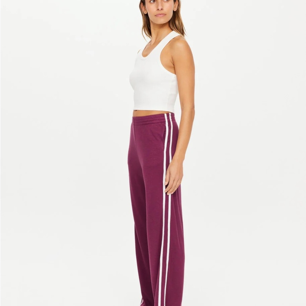 The Upside Juliet Pant -Maroon Joggers with White Stripes